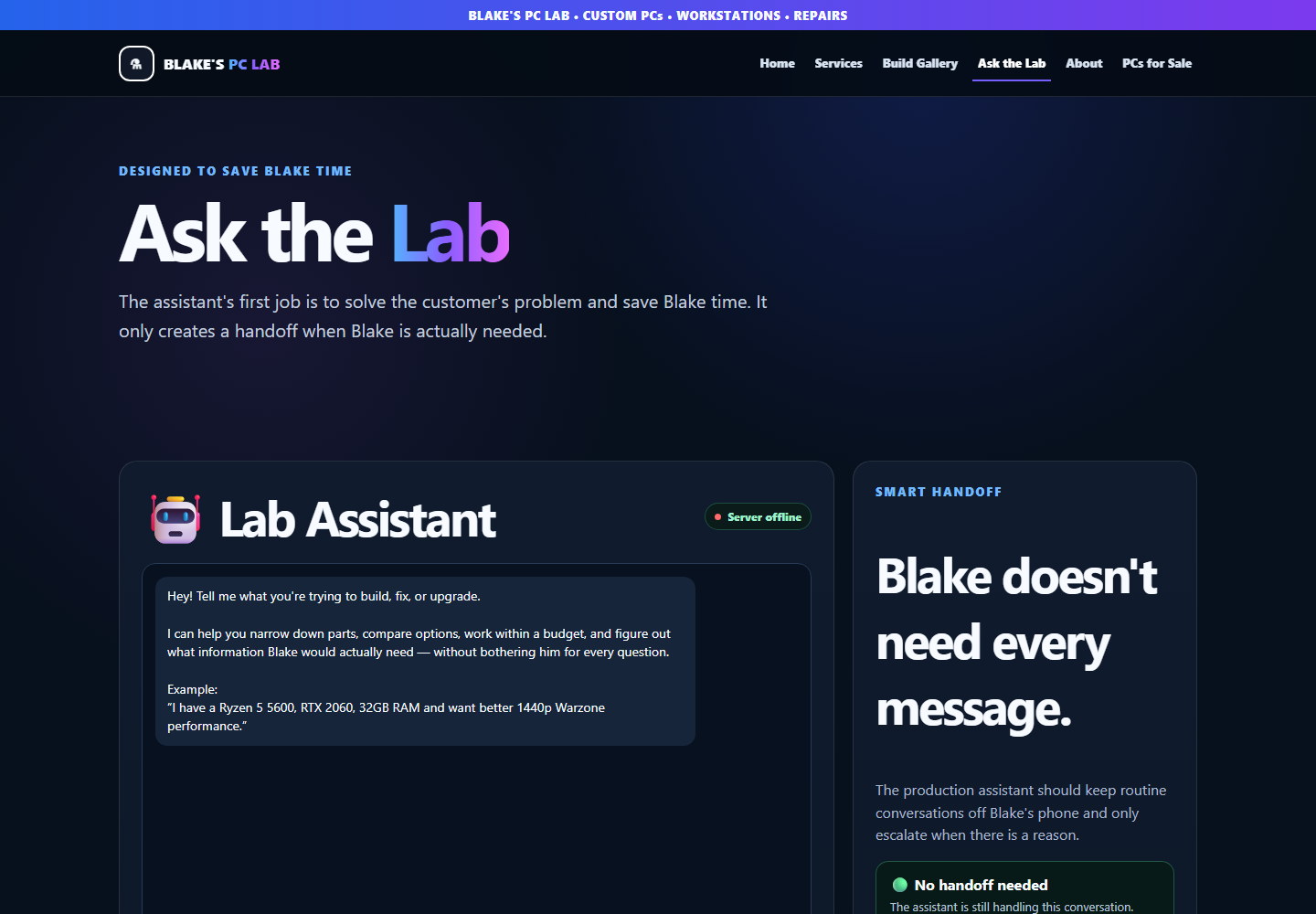 Blake’s PC Lab Ask the Lab assistant